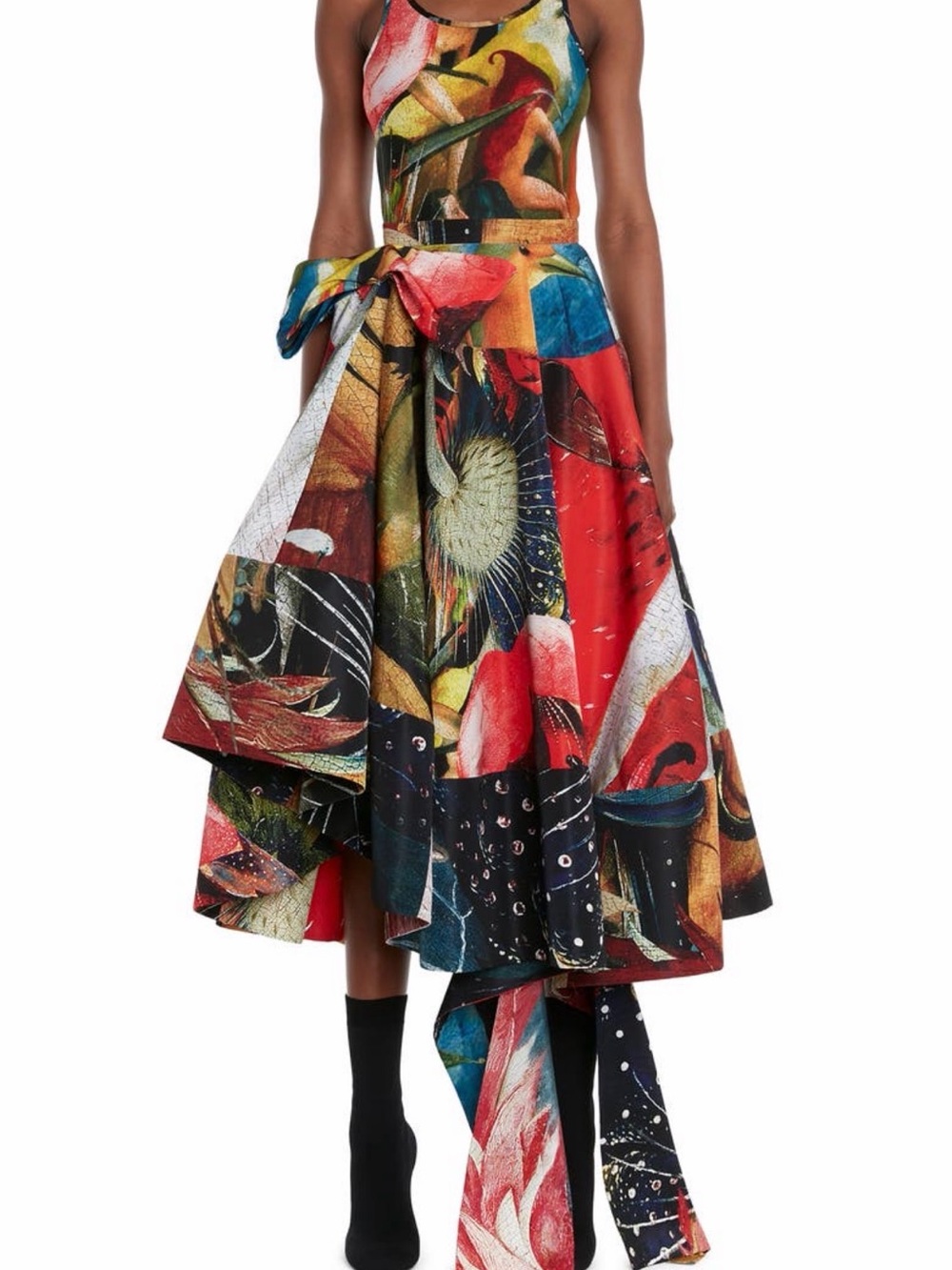 Alexander McQueen Multicolor Floral Print High-Low Midi Skirt